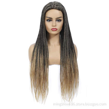 Synthetic wigs heat resistant knotless box braided wigs for black women